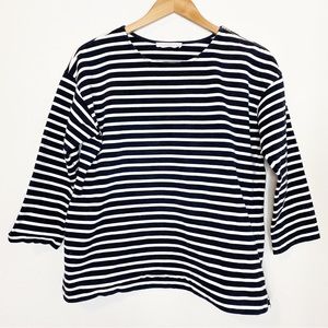 Everlane Breton Navy White Cotton Shirt Medium